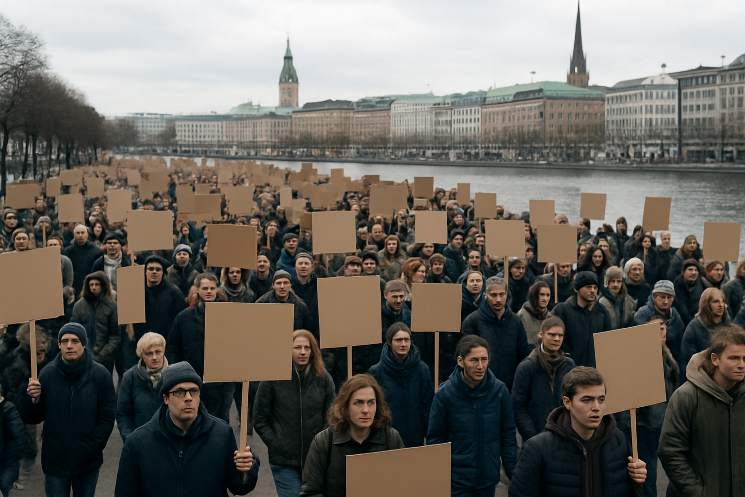 Große Demonstration auf dem Jungfernstieg als Symbol für demokratischen Widerstand gegen Rechtsextremismus
