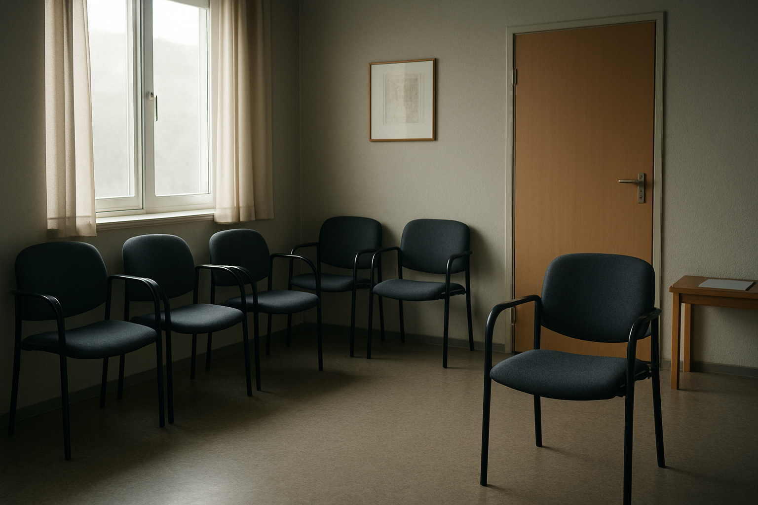 Leeres Wartezimmer in einer Arztpraxis.