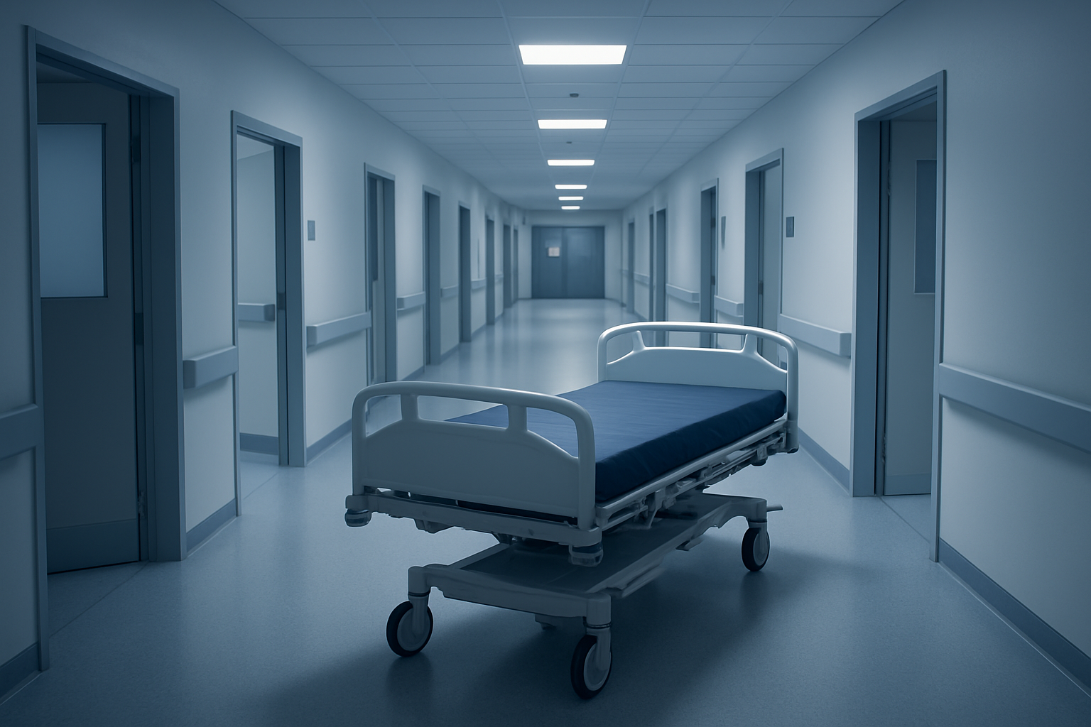 Leerer Krankenhausflur als Symbol für den Ärztemangel und die Bedeutung ausländischer Fachkräfte