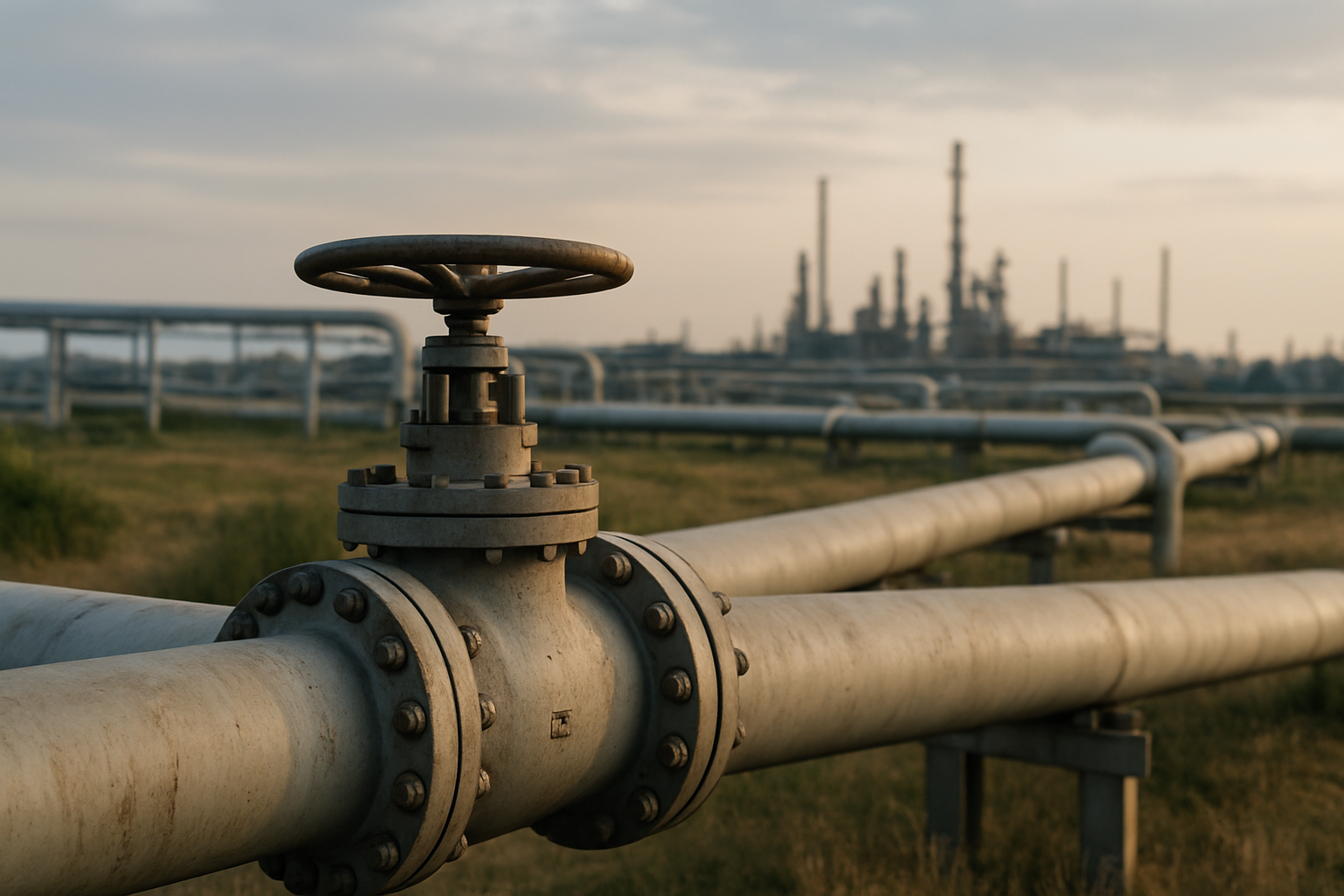 Gasleitung und Ventil als Symbol für Deutschlands Abhängigkeit von russischer Energie
